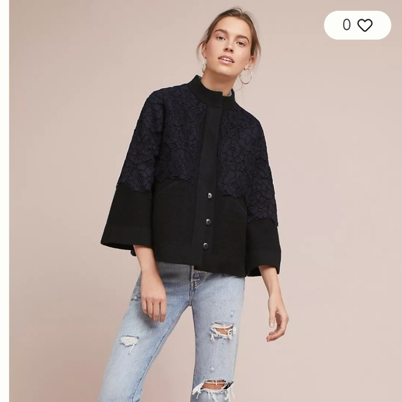 Field Flower Jackets & Blazers - Anthropologie Field Flower Laced Bell-Sleeve Jumper Jacket- Wool Blend